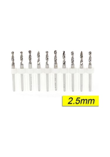 PCB Mikro Karbür CNC Matkap Ucu 10lu Set 2,50mm Tungsten 18 Shank