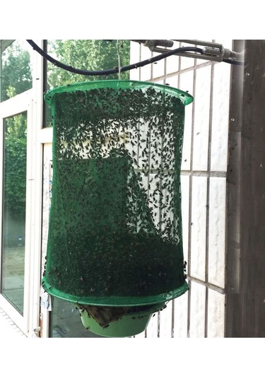 Jeehugo Yeşil Çift Katlı Askı Fly Trap - Nylon Ve Demir Telden Yapılmış, Etkili Ve Yeniden Kullanılabilir Dış Mekan Sinek Tutucu Yem Kasesi Hariç