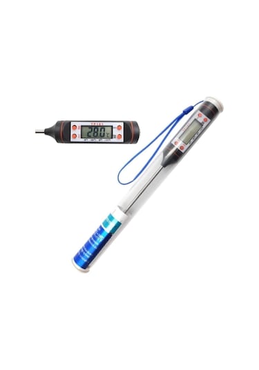 Dijital Yemek Gıda Mutfak Termometre Sıcaklık Ölçer Tp-101 Beyaz