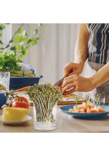 Xindoker 200 Adet Doğal Bambu Kokteyl Çubuğu - 12 Cm Meyve Ve İçecek Süsleme İçin Mavi Çiçek Salkımı Diğer