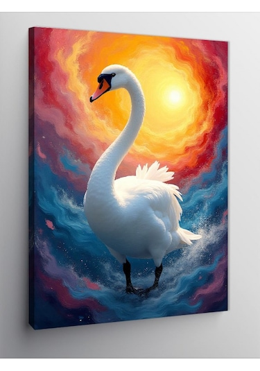 Kanvas Tablo Kuğu Ve Sisli Göl 50cmx70cm