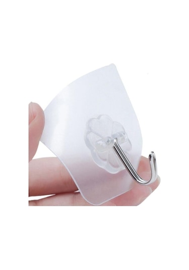 Berev Askı Askılık 5 Adet Güçlü Şeffaf Duvar Askısı Askılığı Yapışkan Vantuz Kanca Mutfak Banyo Aksesuar Şeffaf