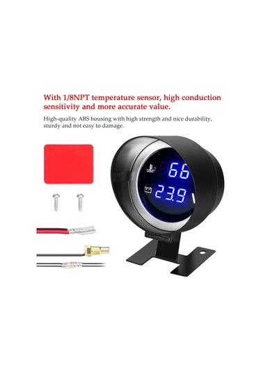 Yifomall Araçlar İçin 2'li Kombine Dijital Gösterge - Su Sıcaklığı Ve Voltmetre 9-36v