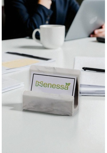 Mermer Desenli Beton El Yapımı Kartvizitlik Ofis Kartlığı