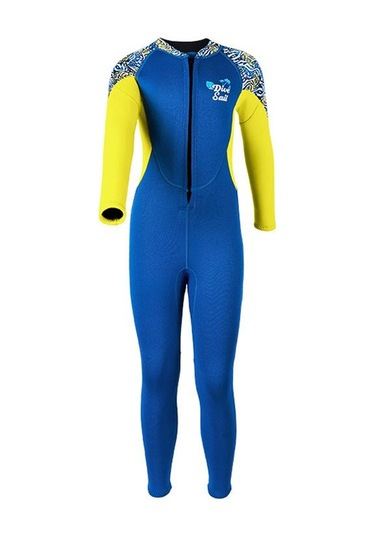 Dalış Ve Yelken 2.5 Mm Çocuk Kalınlaşmış Sıcak Tek Parça Uzun Kollu Wetsuit Anti-soğuk Şnorkel Sörf Elbisesi Mavi