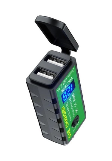 Ebitda Motosiklet Usb Şarj Cihazı Sae Usb 3.0 Adaptörü Çift Usb 4.8a Şarj Cihazı Voltmetr Siyah