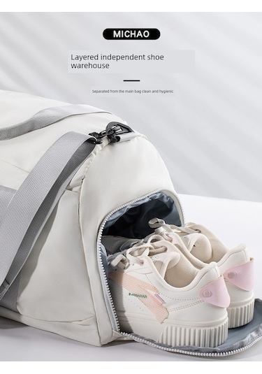 Carrier- Kadın Seyahat Spor Çantası - Yeşil Beyaz Büyük Boy -