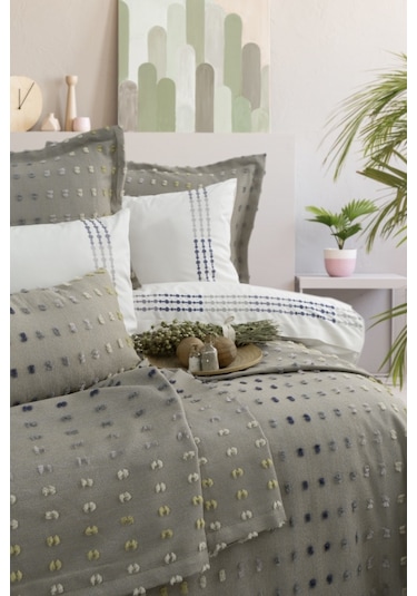 Loren 8 Parça Çift Kişilik Çeyiz Seti Gri 240 X 260 Cm Gri