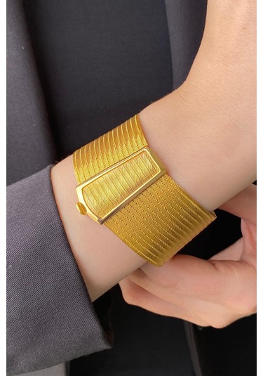 Zümrüt Sarraf 14 Ayar Altın Kadın Trabzon Hasır Bileklik Sarı Altın