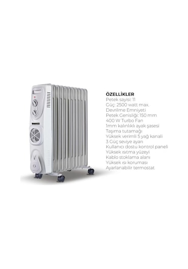 Süsler Sr-5811 Süsler 11 Dilim Yağlı Radyatör