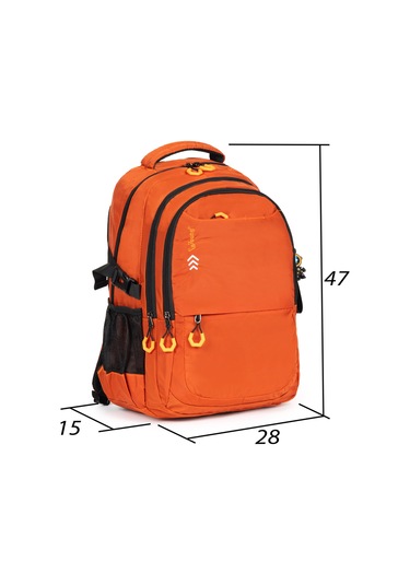 Fermuarlı Geniş Bölmeli Spor & Okul Sırt Çantası Hafif, Ergonomik Ve Dayanıklı Tasarım - Turuncu Turuncu