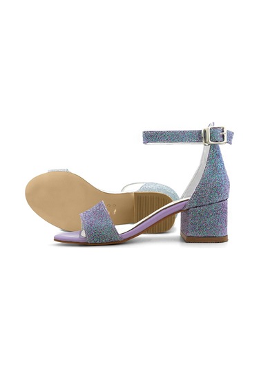 Lilo Simli Mor Tek Bantlı Kız Çocuk Topuklu Abiye Ayakkabı Mor