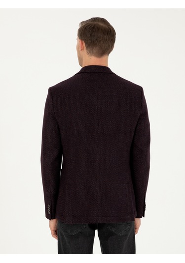 Cacharel Bordo Slim Fit Yün Karışımlı Ceket Kırmızı