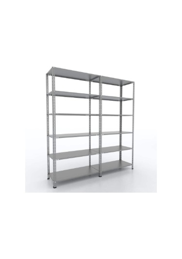 Mekoraf 43 X 93 2 Metre 6 Katlı Duble Raf Sistemi (2 Ünite ) Gri