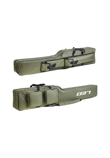 İki Katmanlı 130 Cm Olta Makara Çantası Olta Kamışı Yeşil Ordu