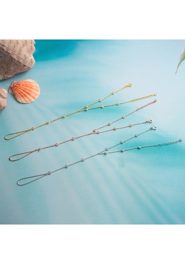 925 Ayar Gümüş Yuvarlak Zirkon Taşlı Zincir Atlamalı Şahmeran Altın