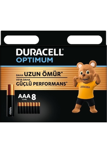 Duracell Optimum AAA Alkalin İnce Kalem Piller 1.5 V LR03/MN2400 8’li