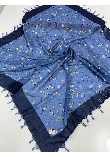 Sökme Boncuklu Pamuk Yazma - 05647 Lacivert, Mavi