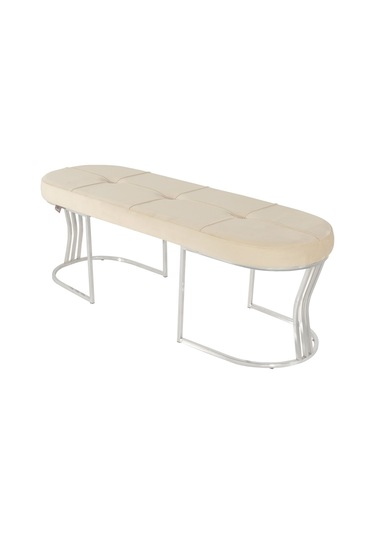 Viego Silver Collection- Krem Kapitoneli Chester Model Puf & Bench & Koltuk & Uzun Makyaj Puff & Yatak Ucu