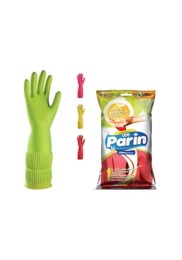 Parin Uzun Konçlu Lateks Bulaşık ve Temizlik Eldiveni L 12 Çift