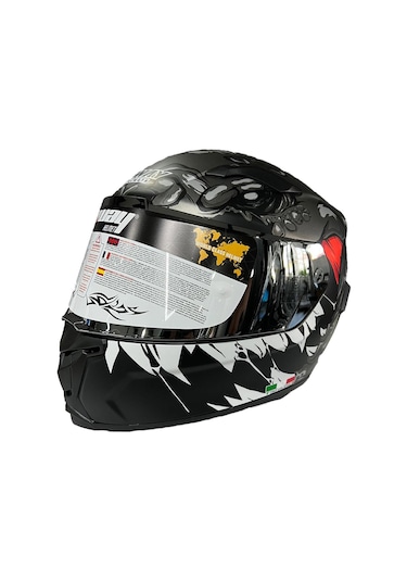 Sway 820 Monster Full Face Motosiklet Kaskı 63978 Gri