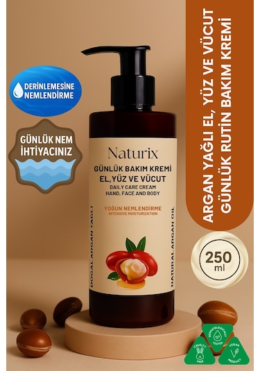 Naturix Argan El Yüz Vücut Nemlendirici Krem 250 ML