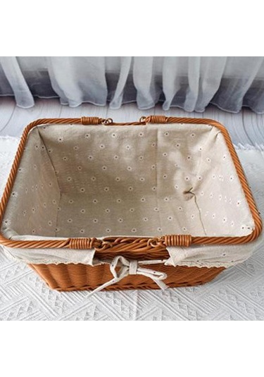 Homyl Taklit Rattan Piknik Sepeti Dokuma Meyve Stil E Çok Renkli