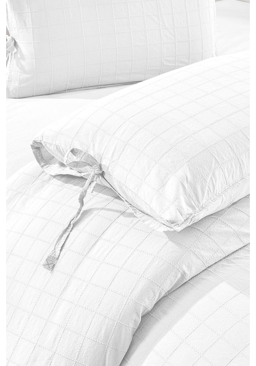 Rocco %100 Pamuk Nakışlı Parça Boyama Nevresim Takımı Beyaz Antrasit