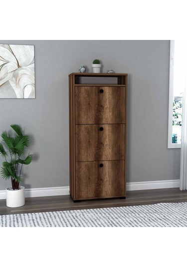 Just Home Rina Raflı Kapak Ayakkabılık - Barok Ceviz Barok Ceviz