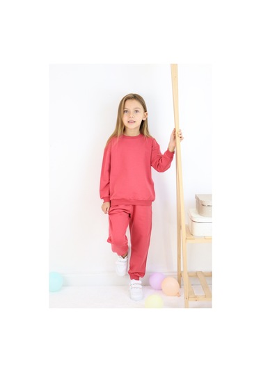 Kız Çocuk İki İplik Basic Eşofman Takımı Kırmızı