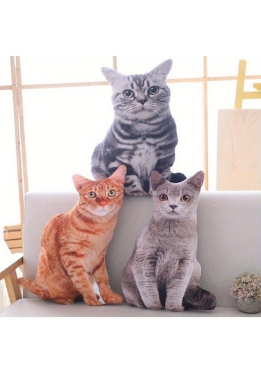 Lemestar Sevimli 3d Kedi Şekilli Yumuşak Yastık - Rahat Uyku Ve Dekor İçin Mükemmel Kahverengi