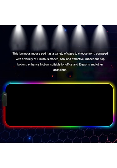 Geeksen Rgb Işıklı Mouse Pad, Çeşitli Işık Modları, Kauçuk Kaymaz Alt, Ofis Ve Espor İçin, 300x350x3mm Büyük Boyut
