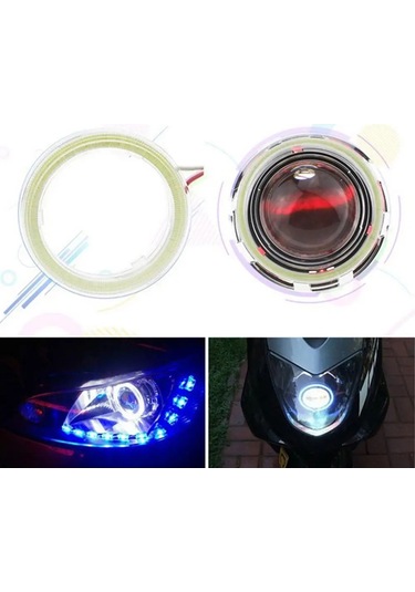 Mavi 110mm-60mm-120mm Araba Araç Evrensel Cob Led Halka Işık Far Lambası