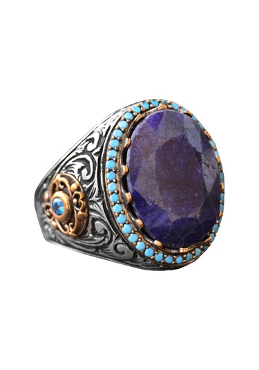 Gerçek Doğal Mavi Safir Taşlı Yüzük, 925 Ayar Gümüş Yüzük, 12.20 Karat, Özel Yüzük Gümüş