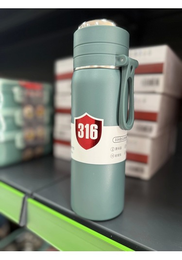 Paslanmaz Çelik Termos Su Şişesi 500ml Vakumlu Kapak Yeşil İthal Ürün Yeşil
