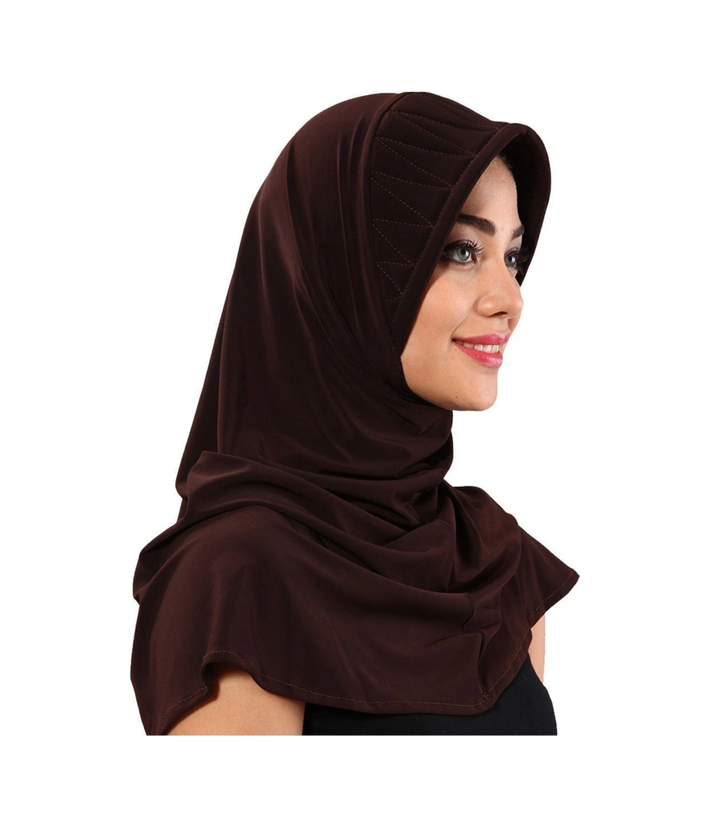 Çapraz Takmatik Kahve Hazır Türban Tesettür Havuz Bonesi Kahve