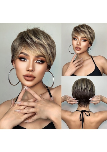 Yunboo Yazlık Kısa Peruk - Doğal Dalgalı, Genç Görünümlü, Nefes Alabilir Yüksek Kaliteli İpek Malzeme Siyah