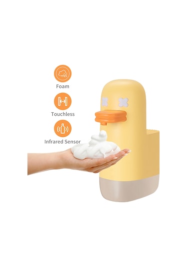 350 Ml Sevimli Ördek Otomatik Köpük Sabunluk Fotoselli,sarı Sarı