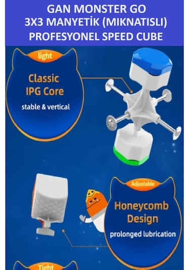 Mg356 M 3x3 Mıknatıslı Manyetik Zeka Küpü - Profesyonel Speed Cube - Sabır Küpü -