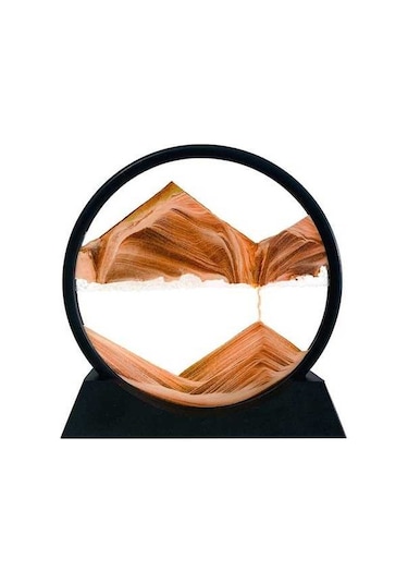 Pazly 3d Kum Sanatı Dekoru - Akışkan Kumlu Okyanus Manzarası, Yuvarlak Cam Çerçeve, Rahatlatıcı Desenler