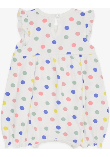 Breeze Kız Bebek Kısa Tulum Puantiyeli Fiyonklu 4 Ay-1.5 Yaş, Ekru-Ekru