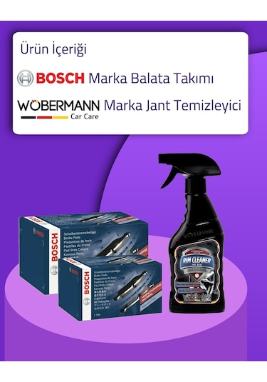 Toyota Corolla Uyumlu Auris Bosch Ön Arka Fren Balata Takımı 2013 -  2018