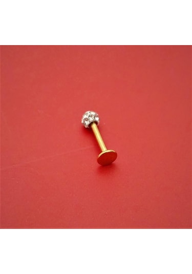 GOLD 316L CERRAHİ ÇELİK ŞAMBALA HAMUR BEYAZ TAŞ DUDAK,TRAGUS,KIKIRDAK,KULAK 8 MM PİERCİNG-0VP132 Çok Renkli