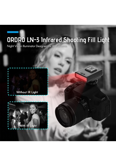Ordro Ln-3 Stüdyo Usb Şarj Edilebilir Kızılötesi Ir Led Işık Siyah Siyah