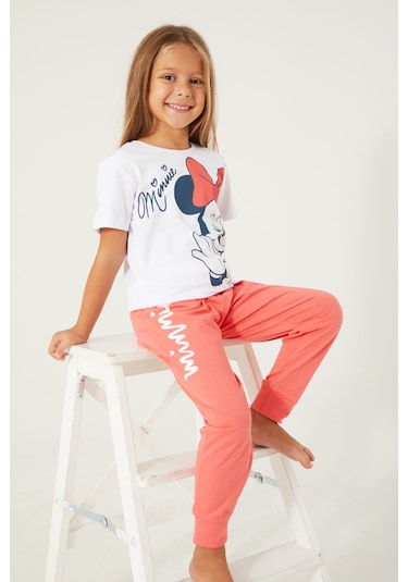 Minnie Mouse D4781-3 Çocuk  Beyaz Pijama