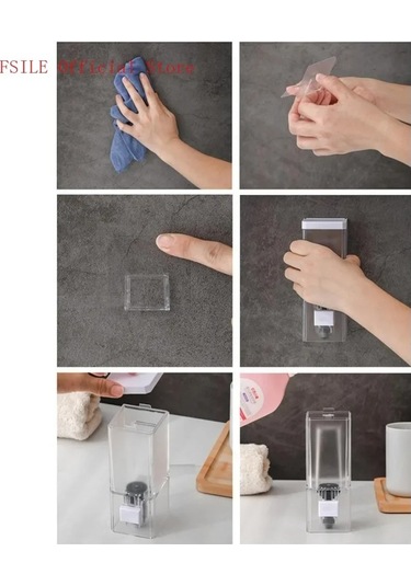 6x6x16.5cm-250ml Manuel Sabunluk Şeffaf Duvara Monte Banyo Temizleyici Şampuan Duş Jeli Konteyner Şişe