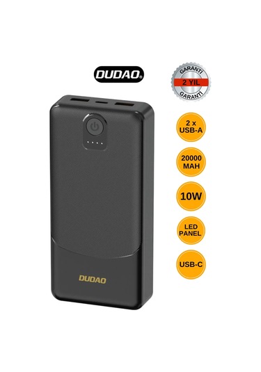 Powerbank Dudao K10pro 2.4a 20000mah 2 X Usb-a - Siyah 4741 Altın - Dore
