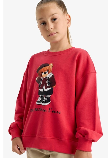 Defacto Mercan Kız Çocuk Sweatshirt E7841a8/rd351 Mercan