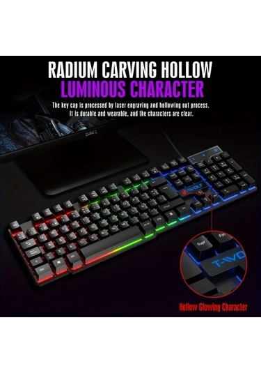 Techbloom Wolf Tf200 Oyun Klavye Ve Fare Seti Kablolu Arkadan Aydinlatmali Oyun Ve Ofis Kullanimi Diğer