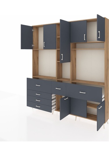 Arges Dolap 10 Raflı 6 Çekmeceli 8 Kapaklı 220x30x243 Çam-antrasit/antrasit Antrasıt/antrasıt Arges Dolap 10 Raflı 6 Çekmeceli 8 Kapaklı 220x30x243 Çam-antrasit/antrasit Antrasıt/antrasıt